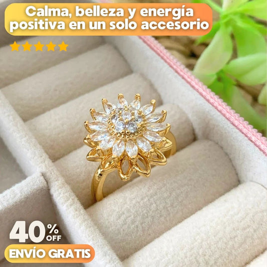 Anillo Girasol Giratorio® | Baño de Oro + Caja de regalo